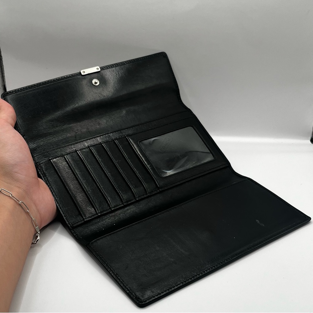 Coach Black Leather Slim Wallet with Silver Logo Plaque - Picture 3 of 7